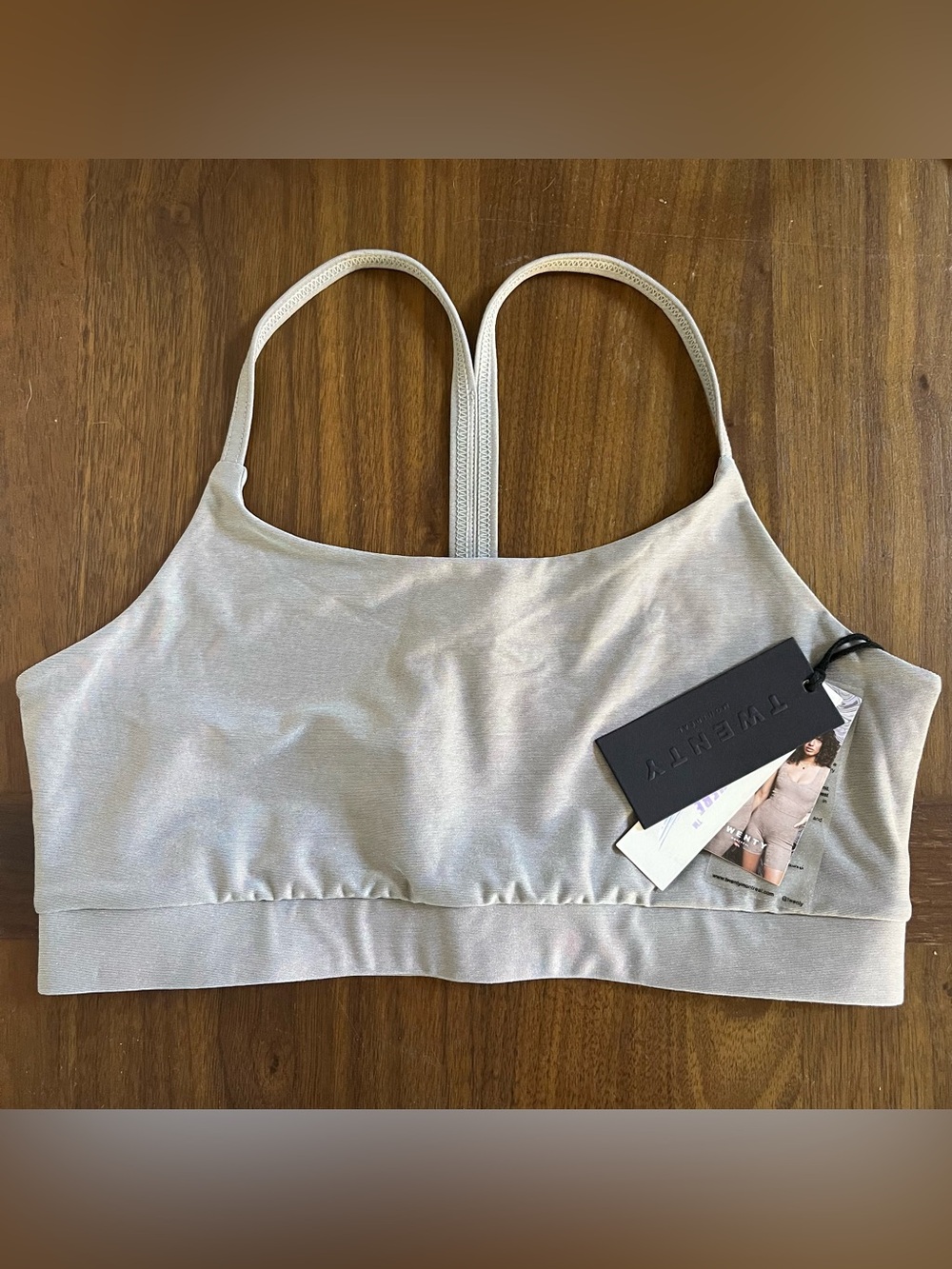 Twenty Montreal Silver Metallic Racerback Sports Bra Colorsphere Grey Large NWT
